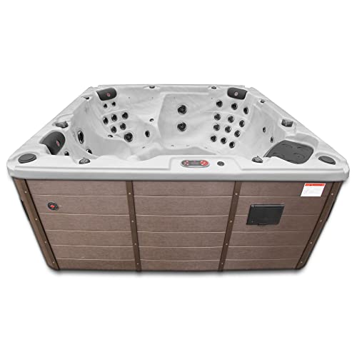 CANADIAN SPA CO. Niagara AI Hot Tub | 7-Person 60-Jet | 228 x 228 cm Square, with Cover, LED Lighting, Heating and 60 Hydrotherapy massage Jets, Year-Round Use