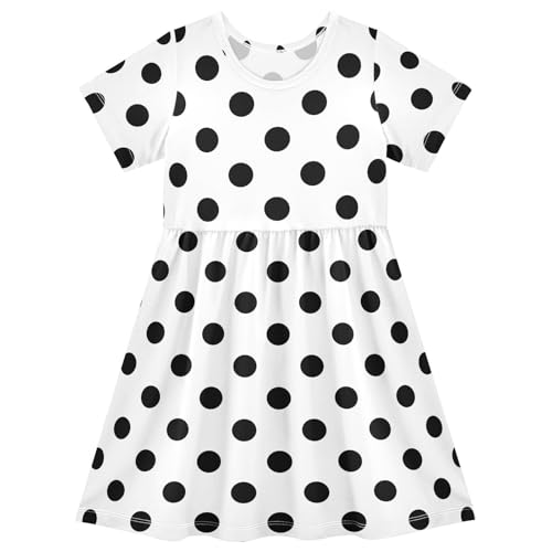 ALAZA Cute Dog Puppy Animal Toddler Girls Dress Short Sleeve A-line Dress 2-8 Years