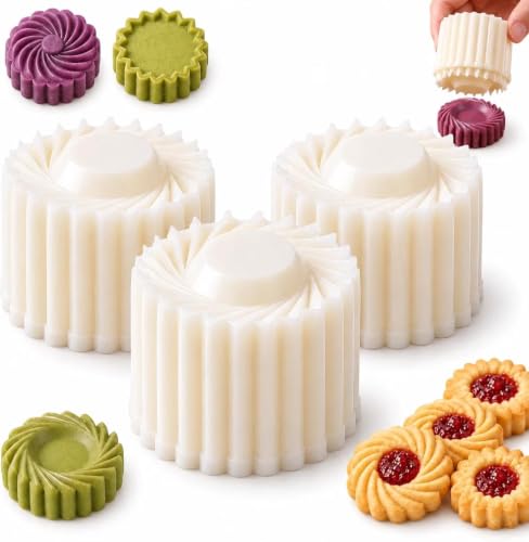 Produktfoto von 3 Stück Kreative Doppelseitige Gebäckform 2-in-1 Mooncake Form&Keksstempel Abnehmbare Teigpresse mit 2 Mustern&hellip;