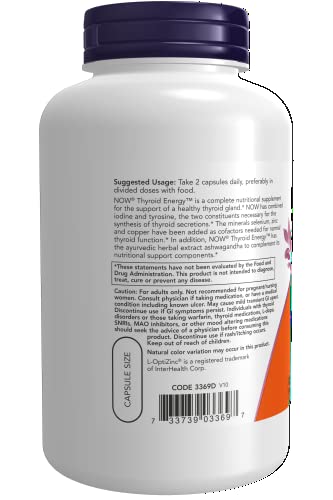 Image of NOW Foods Supplements, Thyroid Energy, Iodine and Tyrosine Plus Selenium, Zinc and Copper, 180 Veg Capsules (Pack of 2)