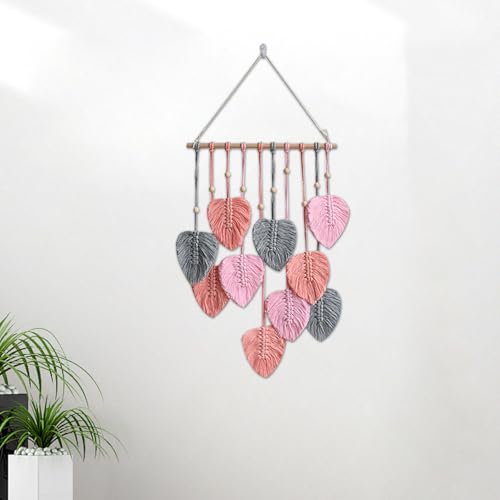 Qivine Arazzo da Parete Bohémien, Macrame da Parete in Macramè, Macrame Appeso a Parete, per Camera da Letto, Cameretta dei Bambini, Decorazione da Parete (Rosa)
