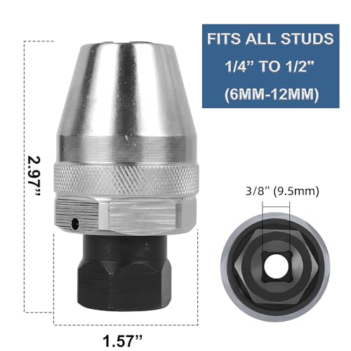 Saipor Damaged Bolt and Stud Extractor Tool 3/8" Drive Broken Stud Remover Bolt Extractor Fit 1/4" to 1/2" Rounded Studs for Broken Rounded Off - Image 3