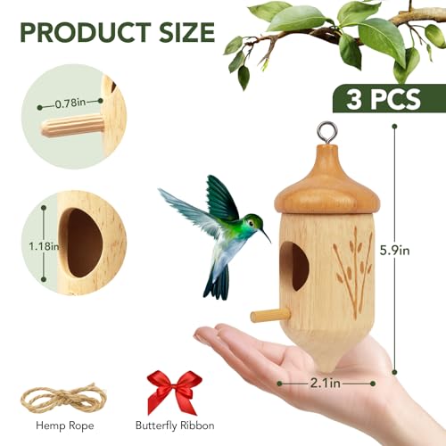 image for Fitraho Hummingbird House, Small Hummingbird Houses for Outside, Woode