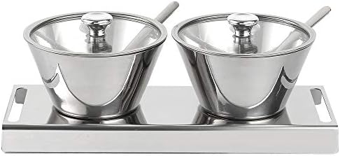 Stainless Steel Sugar Bowl with Lid and Spoon Sugar Containers for Countertop
