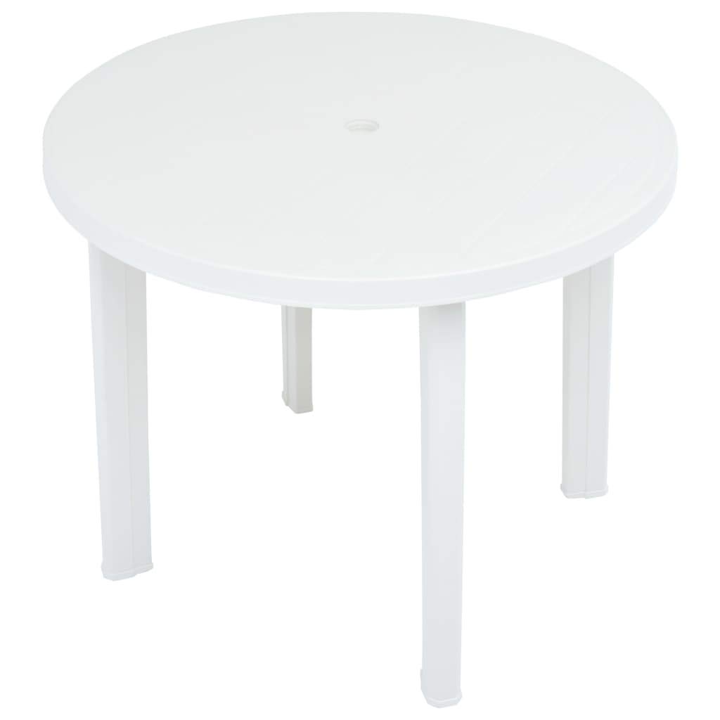 Tavolo da giardino bianco, 89 cm, in plastica, resistente alle intemperie, leggero, non richiede montaggio, tavolo pieghevole per terrazza, balcone, giardino, bistrò, salvaspazio