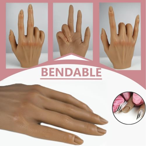 Xmasir Kit de mão de silicone branco para prática de unhas de acrílico com 500 peças de tiras de unh
