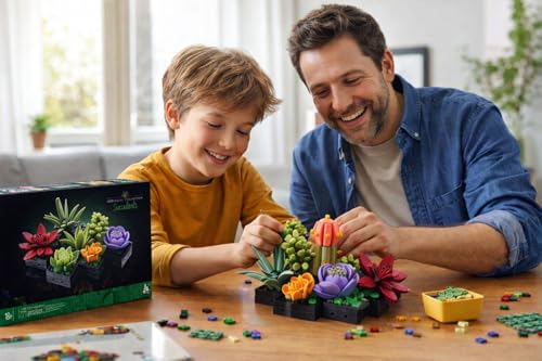 Image of Building Block Succulent Plant Set for Adults & Kids | DIY Botanical Flower Decor Kit (771 PCS) | Creative Home Decor Bonsai Model | Stress Relief Hobby Gift | Compatible with Lego Blocks