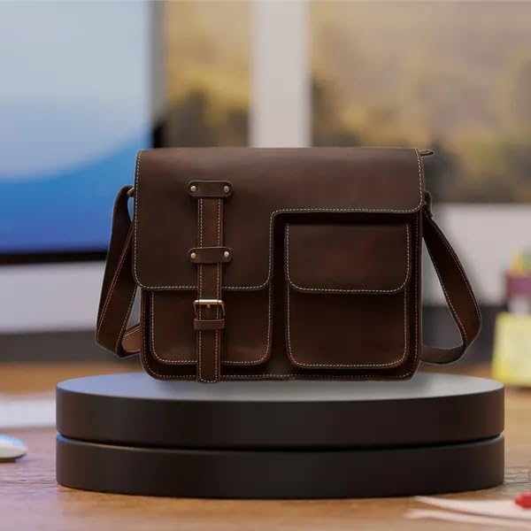 Bolso Mensajero Vintage de Cuero para Tablet para Hombre miniatura 4