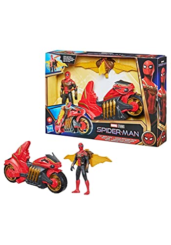 Marvel Spider-Man 6-Inch Jet Web Cycle Vehicle and Detachable Action Figure Toy with Wings, Spider-Man Movie-Inspired, for Kids Ages 4 and Up
