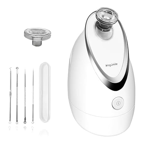Kingsmile Face Steamer, Nano Facial Steamer for Sinuses & Unclogs Pores Hot Steam Vaporizer for Home Facial SPA, Face Humidifier for Clear Blackheads Acne Deep Clean - 4 Piece Stainless Steel Skin Kit Cover