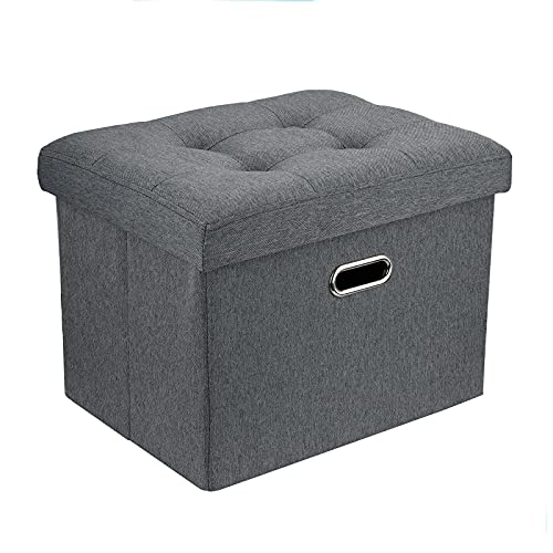 AZARAF Ottoman Storage Ottoman Folding Ottomans Footrest Storage Ottoman Small Footstool Rectangle Bench Cube for Room Living Room Bedroom Grey