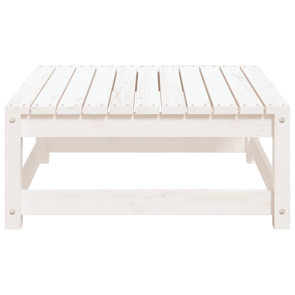 vidaXL Repose-Pied de Jardin avec Coussin Tabouret de Patio Repose-Pied de Terrasse Meuble d'Extérieur Pouf de Jardin Blanc Bois de Pin Massif