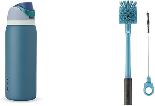 Miniatura 1 de Owala FreeSip - Botella de agua aislada de acero inoxidable con popote para deportes y viajes, limpiador de cepillo de botella de agua 2 en 1 y