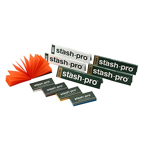 Image of Stash-Pro Smoking Rolling Paper, 3 Pieces with White Smoking Rolling Paper, 2 Pieces with 5 Roach Books, Brown