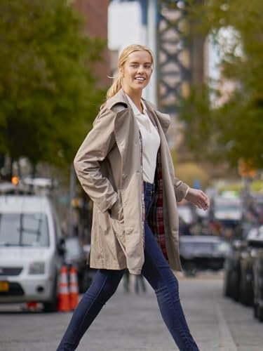 SaphiRose Khaki Trench Coat - Water-Resistant, Double-Breasted Peacoat with Flexible Hood, Small - Image 7