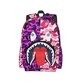 Vkaxopt Backpack Shark Teeth Camo Backpacks Travel Laptop Daypack Big Capacity Bookbag Fashion Durable for Men and Women