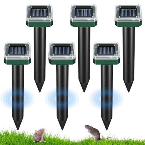 Hojalis 6Pcs Maulwurf Vertreiber, Solar Mäuseschreck, Mole Repellent, Maulwurfschreck Solar, Ultraschall Maulwurfschreck für Vertreiben Wühlmäuse, Maulwürfe Vertreibens, Erdhörnchen, Schläger