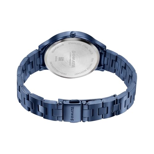 Image of Sonata Axis with Quartz Analog Blue Premium Multifunction Design Dial IP Blue Strap Watch for Women - 87119QM03