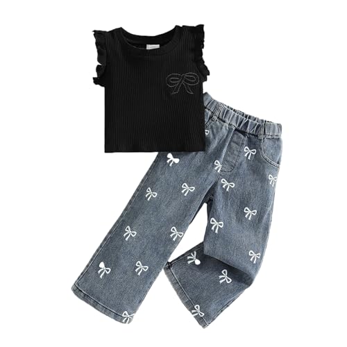 Ensemble été bébé fille sans manches imprimé floral pantalon coton