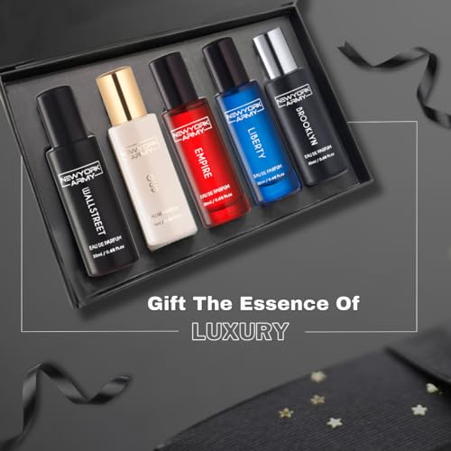 Image of Perfume Gift Set - 5 x 20ml | Long Lasting Eau De Parfum for Men & Women | Wallstreet, Oud, Liberty, Brooklyn, Empire | Luxury Perfume Combo for Gifting