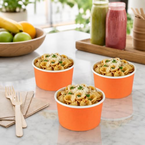 Image of Coppetta 5-Ounce Dessert Cups, 50 Disposable Ice Cream Cups - Lids Sold Separately, Sturdy, Orange Paper Frozen Yogurt Bowls, For Hot And Cold Foods, Perfect For Gelato Or Mousse - Restaurantware