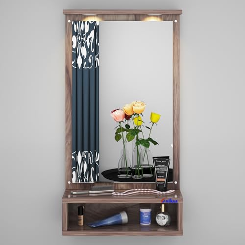 Image of Anikaa Jinny LED Light Wall Hanging Dressing Mirror Home Decor Wall Mirror Decorative Wall Mirror for Living Room Bedroom - Coachwood (D.I.Y - Do-It-Yourself)