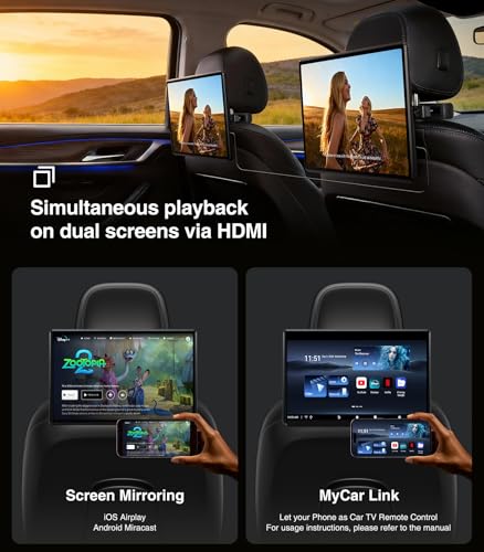 Image of 16 inch Android 13 Car Headrest Monitor Screen Car TV Entertainment System for Cars Backseat,Support Phone Wireless Mirroring Sync Screen WiFi HDMI Bluetooth USB SD Video Player 4G+64G (16 inch 4+64 1pcs)