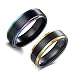 ANAZOZ Coppia Fedine Fidanzamento,2 Anelli di Coppia,Anelli per Coppia in Titanio Rotondo 8MM con Colorato Nero Misura dell'anello Donna 27 & Uomo 27