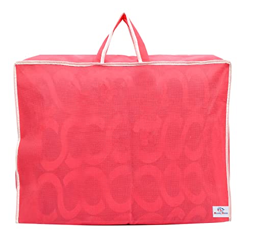 Image of Heart Home Multiuses Non-Woven Clothes Storage Bag /Wardrobe Organizer /Saree Cover With Top Tranasparent Window (Pink)
