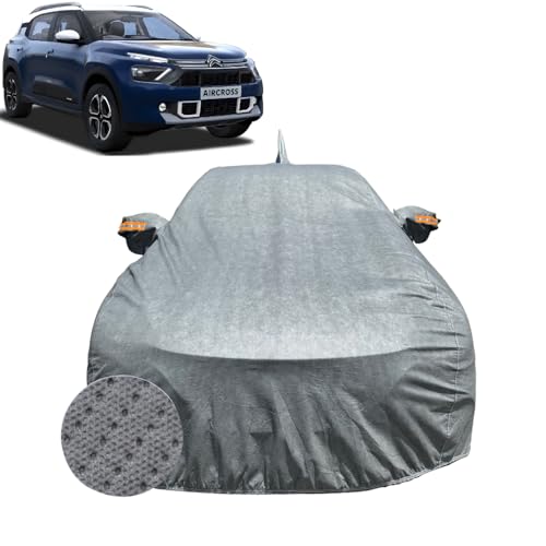 Image of Car Cover For Citroen C3 Aircross (2023-2026) | 100% Waterproof Cover with Antenna & REFLECTIVE Mirror Pockets | Dustproof, Scratchproof, Heatproof Aircross Car Cover |Soft Cotton Lining|GREY