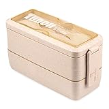 LunchBox Erwachsene, Kisstta 3 Schichten Stapelbar Brotdose mit Fächern, 1000ML Japanisch Auslaufsicher Bento Box, Mikrowellengeeignet, Khaki