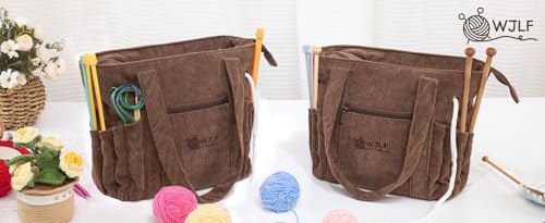 Image of Crochet Bags and Tote Bags - Corduroy Wire Bags - Yarn Clips for Crochet - Functional Crochet Hook and Crochet Accessories Lots of Crochet Bags for Crochet Lovers, Thanksgiving Gifts
