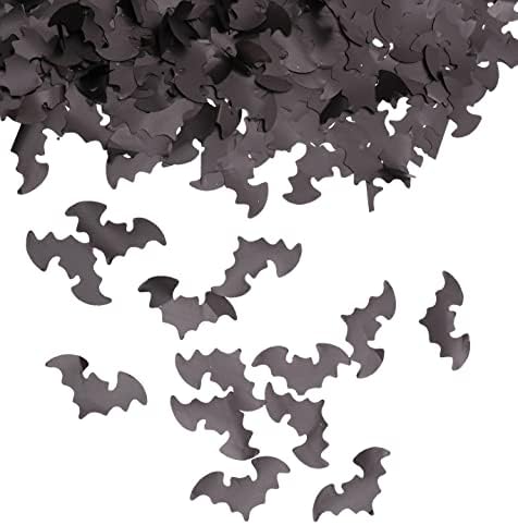 3000 Pcs Halloween Confetti, WERISE Party Bat Shape Black Metallic Slow-Fall Confetti for Halloween Table Decorations (1.76oz)