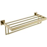TURS Towel Rack Bathroom Brushed Gold Towel Shelf with Two Towel Bars Stainless Steel Wall Mounted T