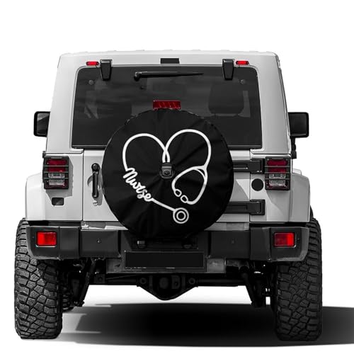 Image of Stethoscope Heart Shape with Lettering Nurse Spare Tire Cover with Backup Camera Hole Wheel Tire Cover Fit Trailer, RV, SUV and Many Vehicle 15inch
