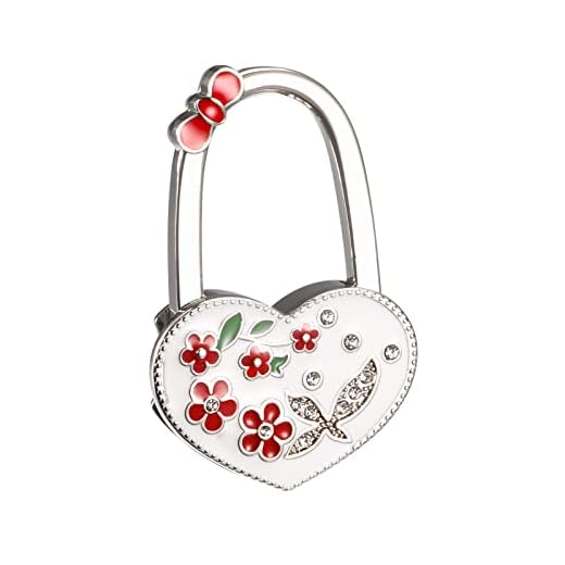 sourcing map Gancho Monedero Plegable - Soporte Portátil de Metal Colgador Bolso de 2,95" x1,97(LxW) para Almacenamiento Mesa Bolsos Decoración, Blanco