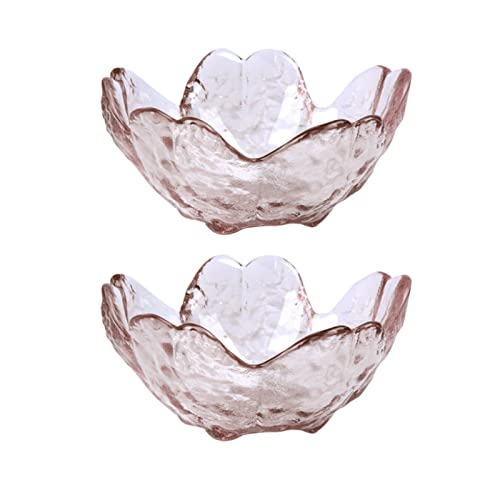 Eari 2 Piezas Mini Cuenco De Cristal, Mini Cuencos De Cristal con Forma De Flor De Cerezo, Pequeños Cuencos para Servir con Flores de Cerezo, Aplicable a Salsas, Aperitivos(Rosa)