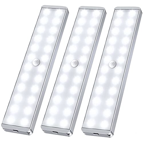 Image of Vont Rechargeable 3 Pack Closet Light, 24-LED Motion Sensor Stick-Anywhere Under Cabinet Magnetic White Lights, USB Charge