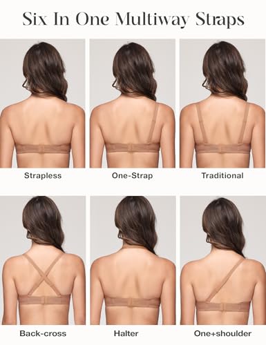 Image of Wingslove Women's Strapless Full Figure Bra Underwire Multiway Contour Plus Size Bra Red Carpet