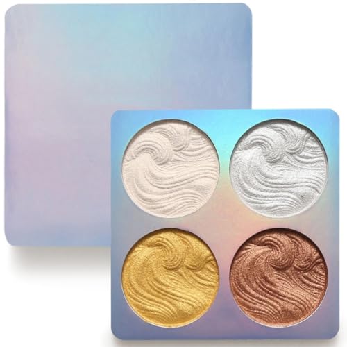 Weixinbuy Shimmer Highlighter Powder Palette, Illuminator Palette Powder Highlighter Baked Waterproof Brilliant Lighten Skin, Great Choice and Gift for Girls.