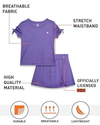 Image of RBX Girls Athletic Skort Set - 2 Piece Workout Set with Performance T-Shirt & Pleated Scooter Skirt, Girls Athletic Outfit