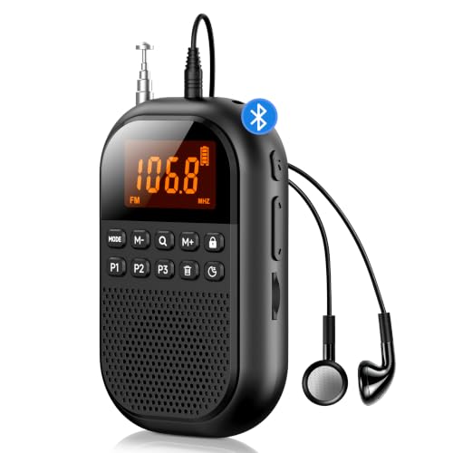 Image of AM FM Portable Radio with P1 /P2 /P3 Presets, Bluetooth & Rechargeable