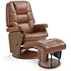 MCombo Swivel Glider Recliner with Ottoman Reclining Chair with Adjustable Back Faux Leather Upholstered Lounge Chair for Living Room Bedroom 4800 Brown