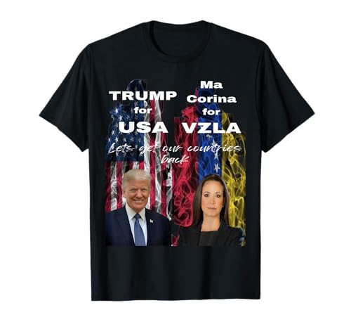 María Corina Machado por Venezuela y Trump por USA. Camiseta