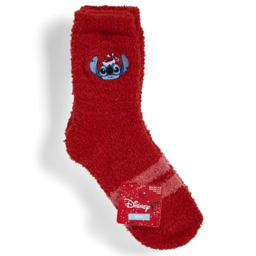 Image of Disney Women's Lilo & Stitch Holiday 2 Pack Mid Crew Fuzzy Slipper Socks