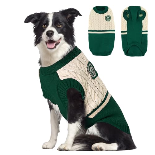 Hundepullover, Shyllin Preppy-Stil Hundepullover Winter, Katzenpullover, Geeignet für Kleine und Mittlere Hunde und Katzen, Weihnachten, Sweater Hunde (L)