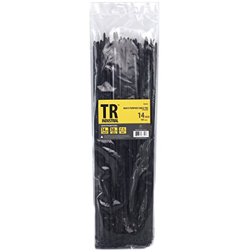 TR Industrial Multi-Purpose UV Resistant Black Cable Ties, 14 inches, 500 Pack