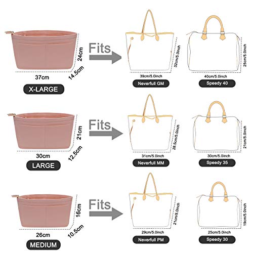Soyizom Purse Organizer Insert Felt Purse Insert Bag Organizers Multi Pockets Tote Bag In Bag For Women,Pink-L #TOP5