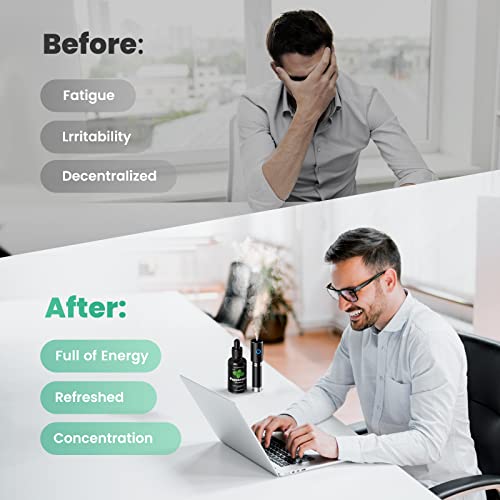 Happinter [Super 2 In 1] Peppermint Essential Oil + Metal Mini Diffuser/Humidifier, 100% Pure Mint Essential Oil Naturally Extracts Essential Oil For Soothing, Refreshing, Soap And Candle Making #TOP3