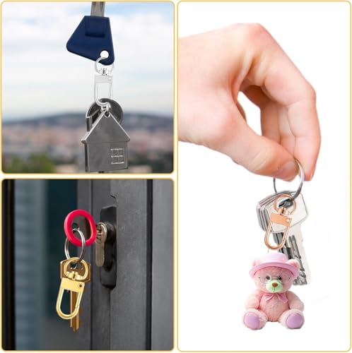 Image of Tia Strap Buckles Metal Clasps Lobster for Handbag, Spring Ring, Purse Dog Hook, Key Chain Swivel Trigger Snap Hook DIY and Purse Making Accessories (Golden Push Gate Hook Swivel-Premium-33x10mm, 6)